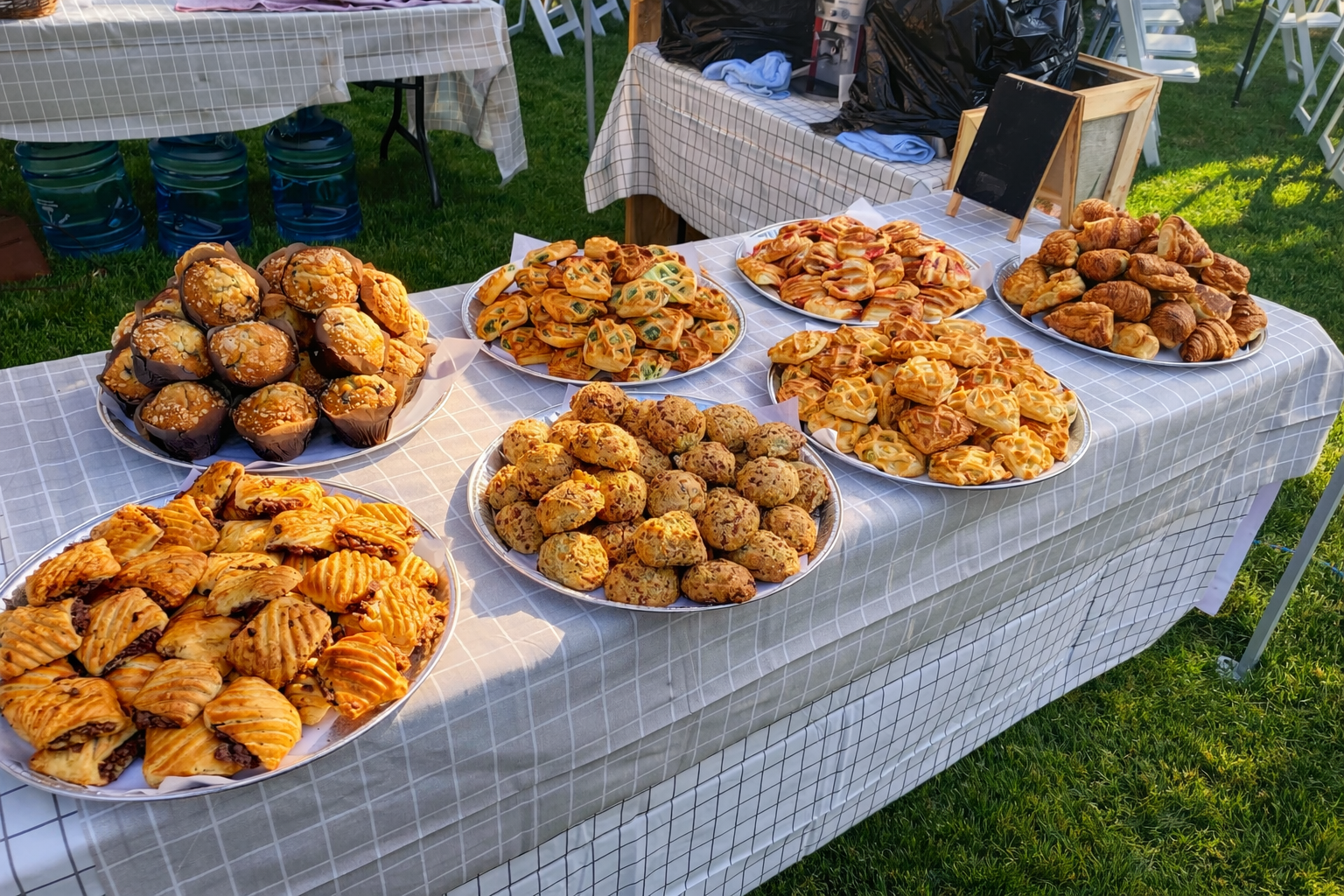 Coffee and food spread at a catered event